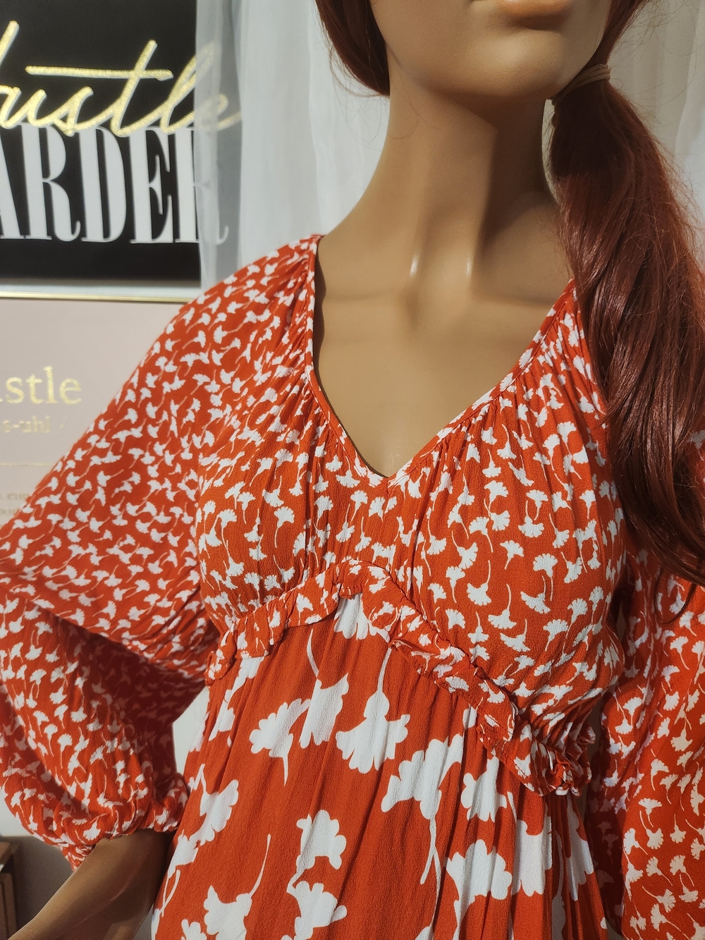 Diane Von Furstenberg Orange & White Floral Print Maxi Dress - Picture 9 of 13